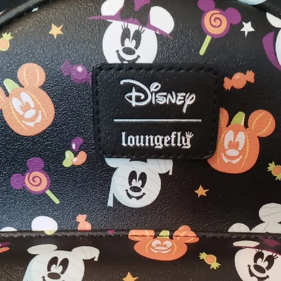 Loungefly Disney Halloween Mickey Backpack - Black, Orange, White - Picture 2 of 8